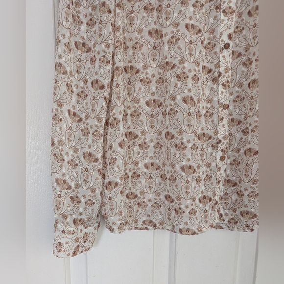 ZARA Brown and Cream Long Sleeve Floral Top - Picture 6 of 6